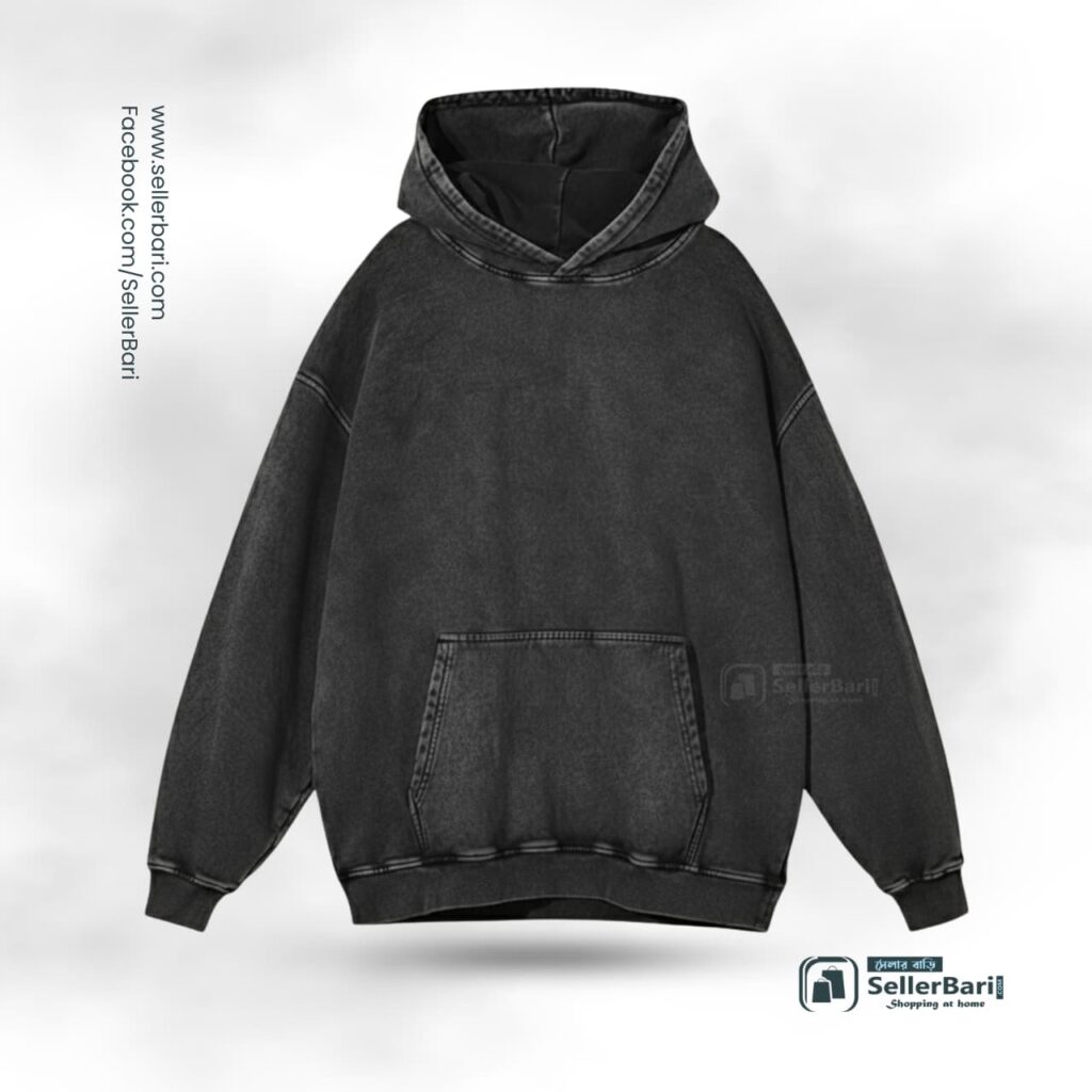 Acid Wash Hoodie Black