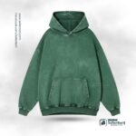Acid Wash Hoodie Bottle Green