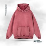 Acid Wash Hoodie Maroon