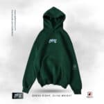 High-quality green hoodie with "Cartel" print, perfect for streetwear fashion and casual wear.