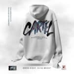 Stylish white hoodie with vibrant "CARTEL" graphic for casual wear.