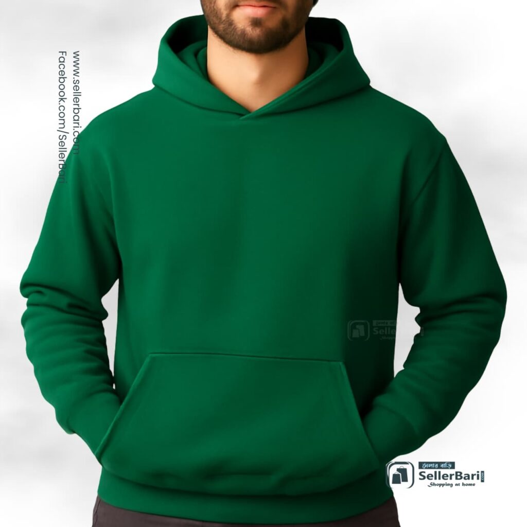 Drop Shoulder Hoodie Bottle Green