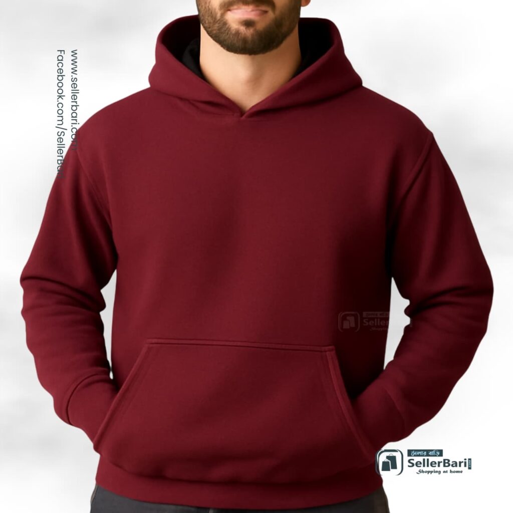 Drop Shoulder Hoodie Maroon