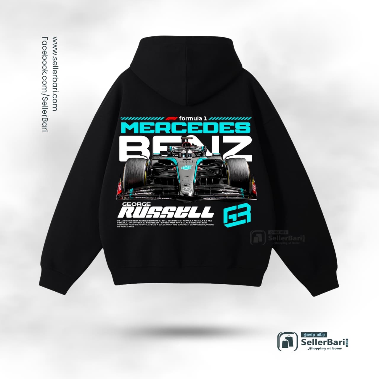 F! Mercedes George Russell Drop Shoulder Hoodie F! Mercedes George Russell Drop Shoulder Hoodie