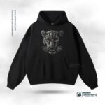 Leopard Black Drop Shoulder Hoodie Front