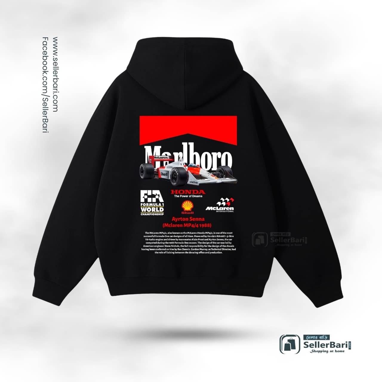 McLaren Marlboro Drop Shoulder Hoodie McLaren Marlboro Drop Shoulder Hoodie