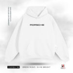 White Porsche Hoodie for Car Enthusiasts, Stylish and Comfortable Apparel.