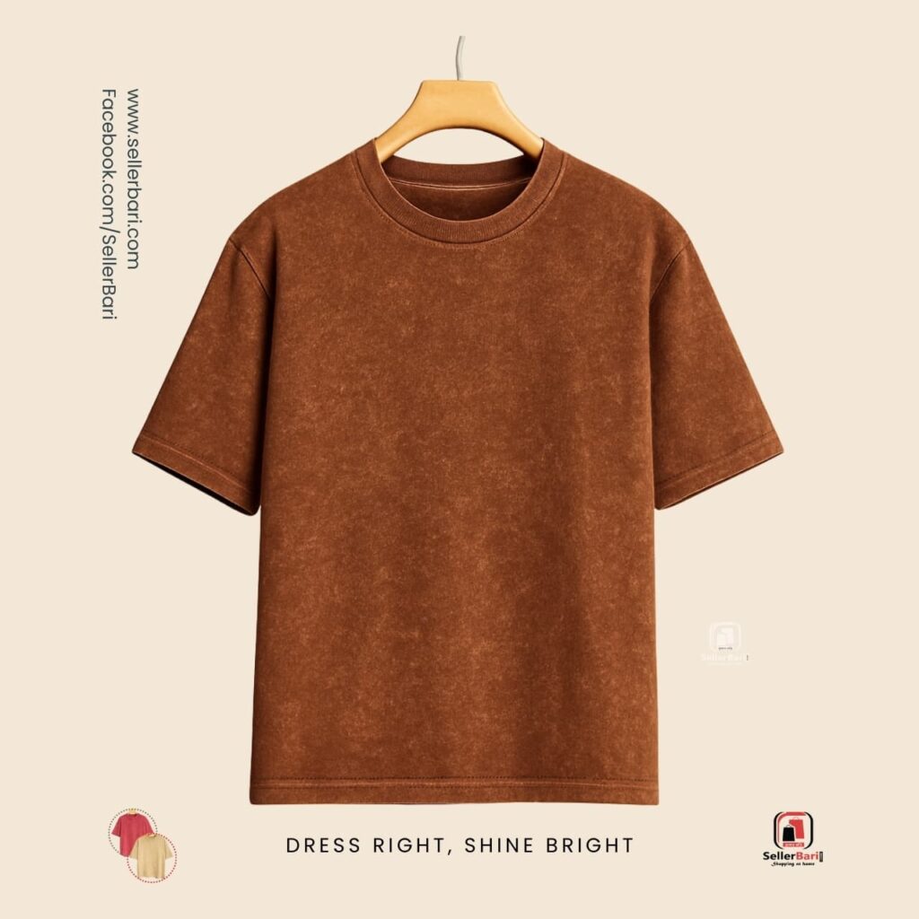 Acid Wash Drop Shoulder T-Shirt Coffee