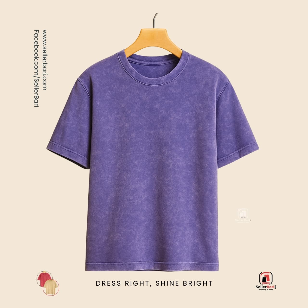 Acid Wash Drop Shoulder T-Shirt Purple Acid Wash Drop Shoulder T-Shirt