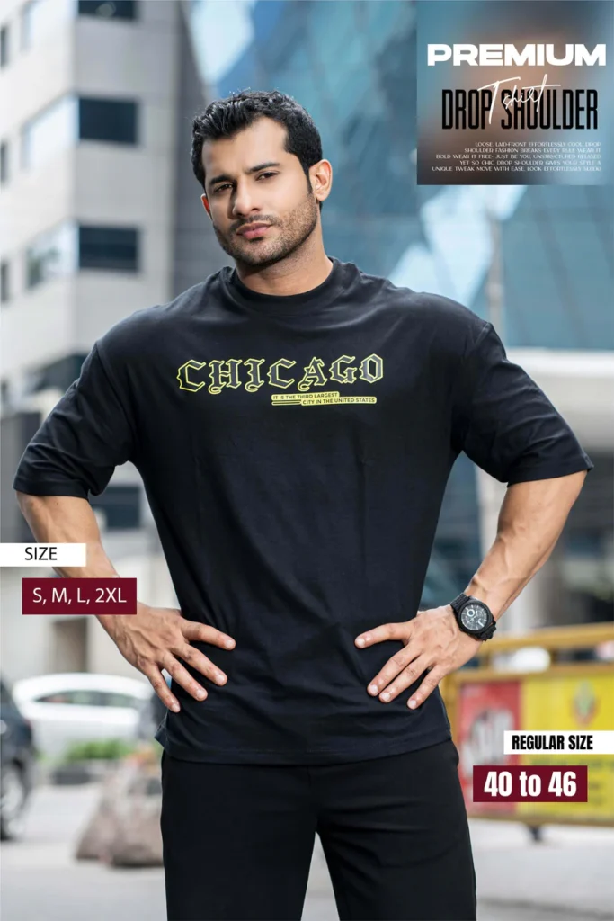 Drop Shoulder T-Shirt - Chicago Design