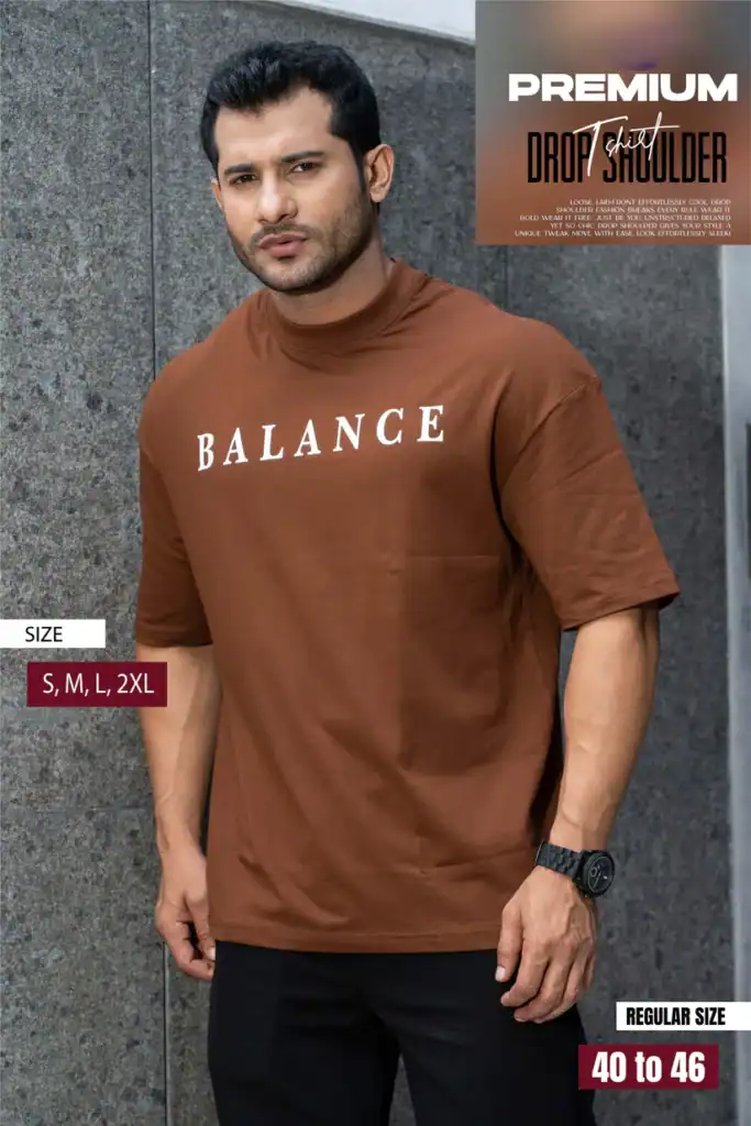 Drop Shoulder Typography T-Shirt - Balance Design