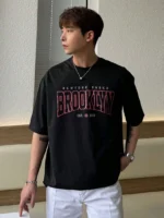 Drop Shoulder Typography T-Shirt - Broklyn Design_