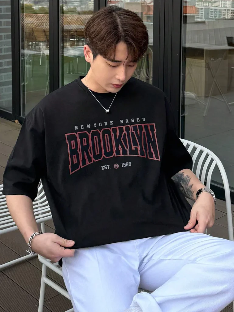 Drop Shoulder Typography T-Shirt - Broklyn Design