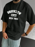 Drop Shoulder Typography T-Shirt - Brooklyn New York