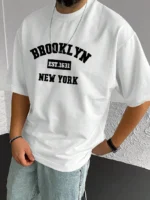 Drop Shoulder Typography T-Shirt - Brooklyn New York