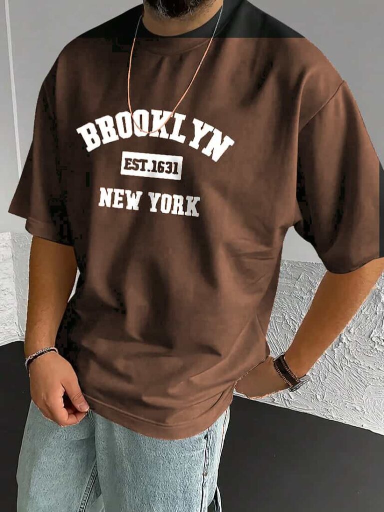 Drop Shoulder Typography T-Shirt - Brooklyn New York