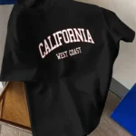 Drop Shoulder Typography T-Shirt - California Design Black