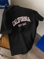 Drop Shoulder Typography T-Shirt - California Design Black