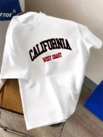 Drop Shoulder Typography T-Shirt - California Design White