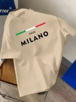 Drop Shoulder Typography T-Shirt - Italia Milano