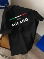 Drop Shoulder Typography T-Shirt - Italia Milano