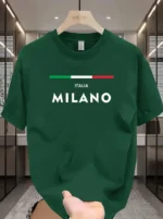 Drop Shoulder Typography T-Shirt - Italia Milano