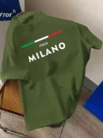 Drop Shoulder Typography T-Shirt - Italia Milano