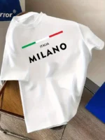 Drop Shoulder Typography T-Shirt - Italia Milano