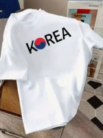 Drop Shoulder Typography T-Shirt - Korea Design White
