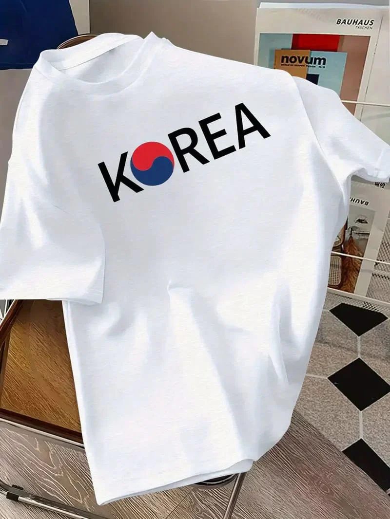 Drop Shoulder Typography T-Shirt - Korea Design White Drop Shoulder Typography T-Shirt - Korea Design White