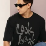 Drop Shoulder Typography T-Shirt - Never Look Back Design