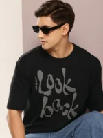 Drop Shoulder Typography T-Shirt - Never Look Back Design