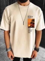 Drop Shoulder Typography T-Shirt - Scenario Beige