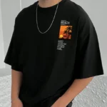 Drop Shoulder Typography T-Shirt - Scenario Black