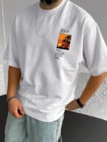 Drop Shoulder Typography T-Shirt - Scenario White