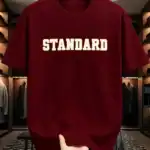 Drop Shoulder Typography T-Shirt - Standard Design Maroon