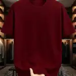 Maroon Drop Shoulder Oversized t shirt