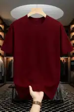 Maroon Drop Shoulder Oversized t shirt