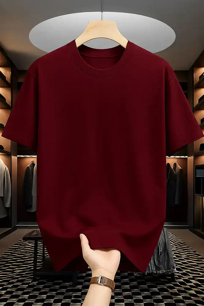 Maroon Drop Shoulder Oversized t shirt