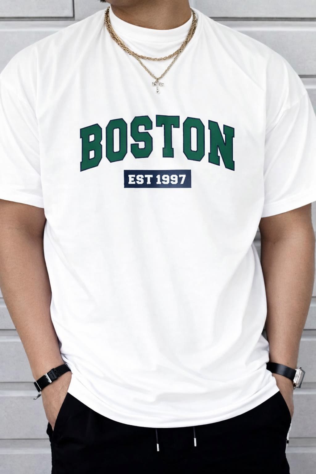 Drop Shoulder T-Shirt - Boston Design Drop Shoulder T-Shirt - Boston Design